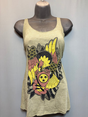 Olive Green Tri-Star Eagle Tank Top